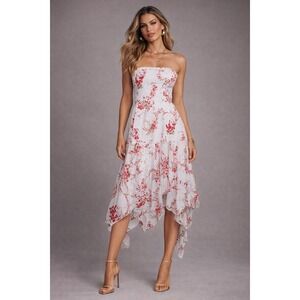 Y2K Zinc Dress Womens M White Floral Burnout Boho Cottagecore Romantic Fairycore